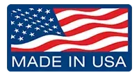 American flag with “MADE IN USA” text on a blue label