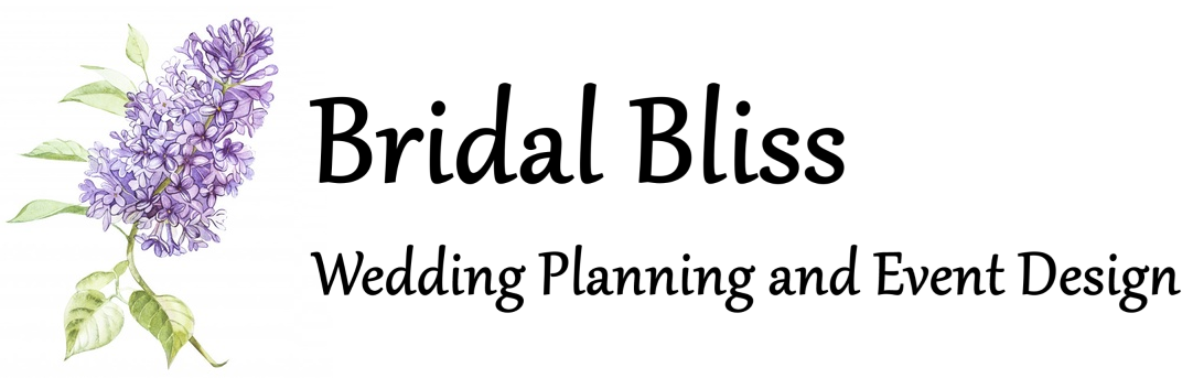 Logo of Bridal Bliss, purple floral design with text: Bridal Bliss, Wedding Planning and Event Design.
