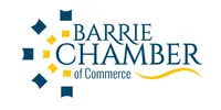 The barrie chamber of commerce logo is blue and yellow.