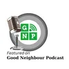 It is a logo for a podcast called good neighbor podcast.