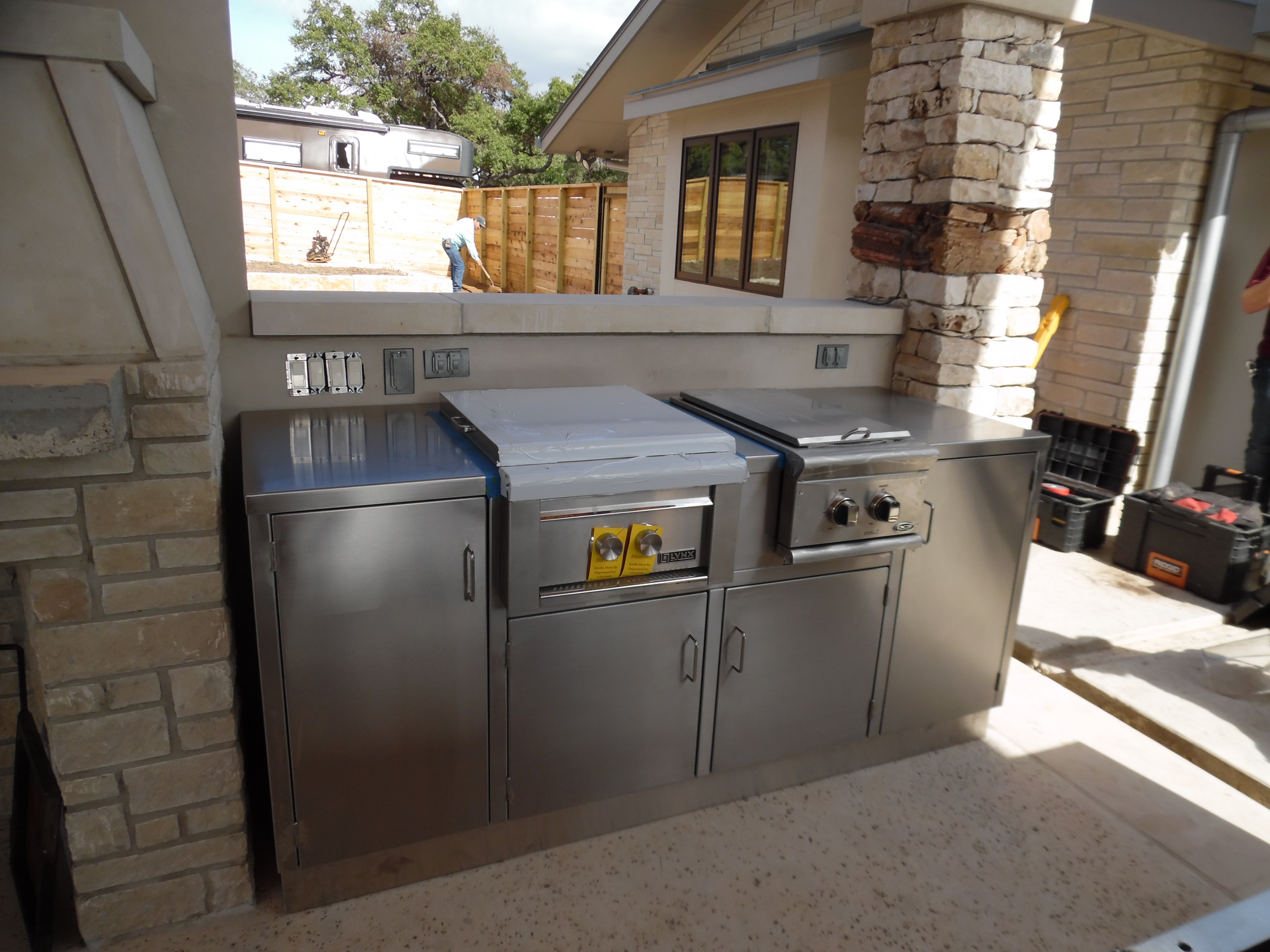 An Outdoor Kitchen with Stainless Steel Cabinets and a Grill | San Antonio, TX | Texas Sheet Metal