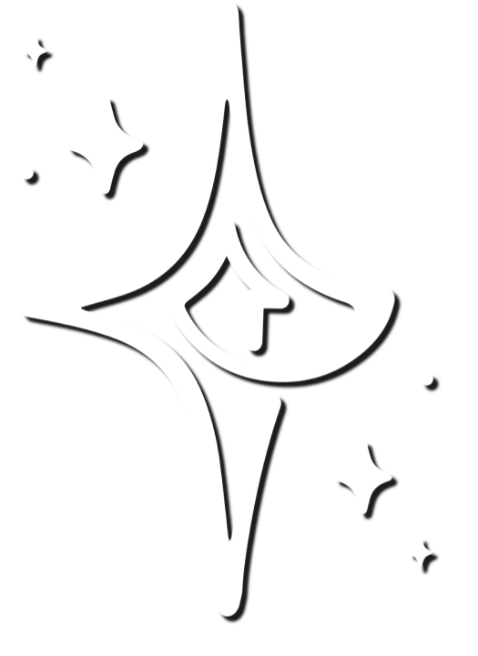 Stylized starburst with four points and smaller sparkles.