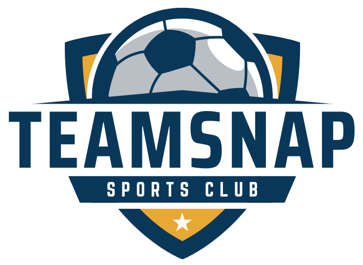 Teamsnap Sports Club logo with a soccer ball, navy and gold shield, and star icon