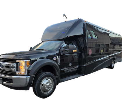 A black truck is parked on a white background.