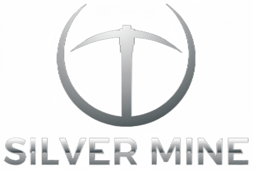 Silver Mine logo with a gray pickaxe inside a circular emblem above the text “SILVER MINE”