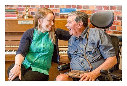 volunteer having fun with senior, the kings way lifecare alliance, Quispamsis, NB
