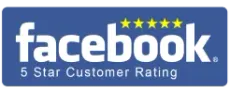 Facebook logo with five gold stars and 