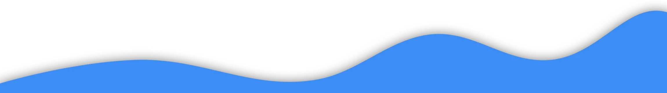Blue wave-like graphic against a white background.