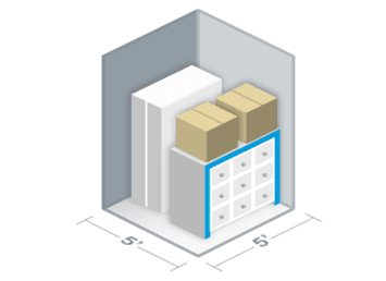 5 by 5 storage unit