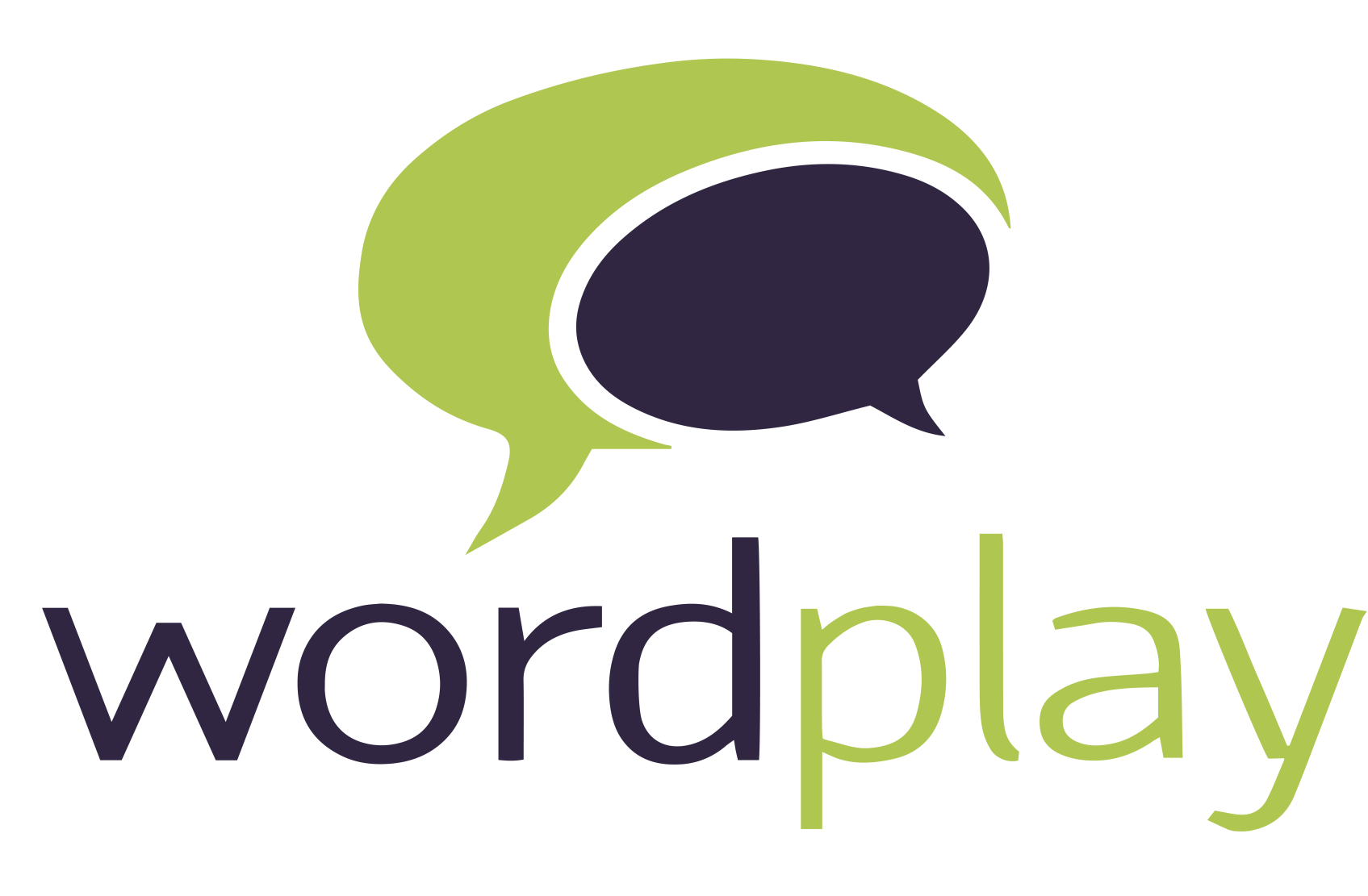A logo for a company called wordplay with a speech bubble.