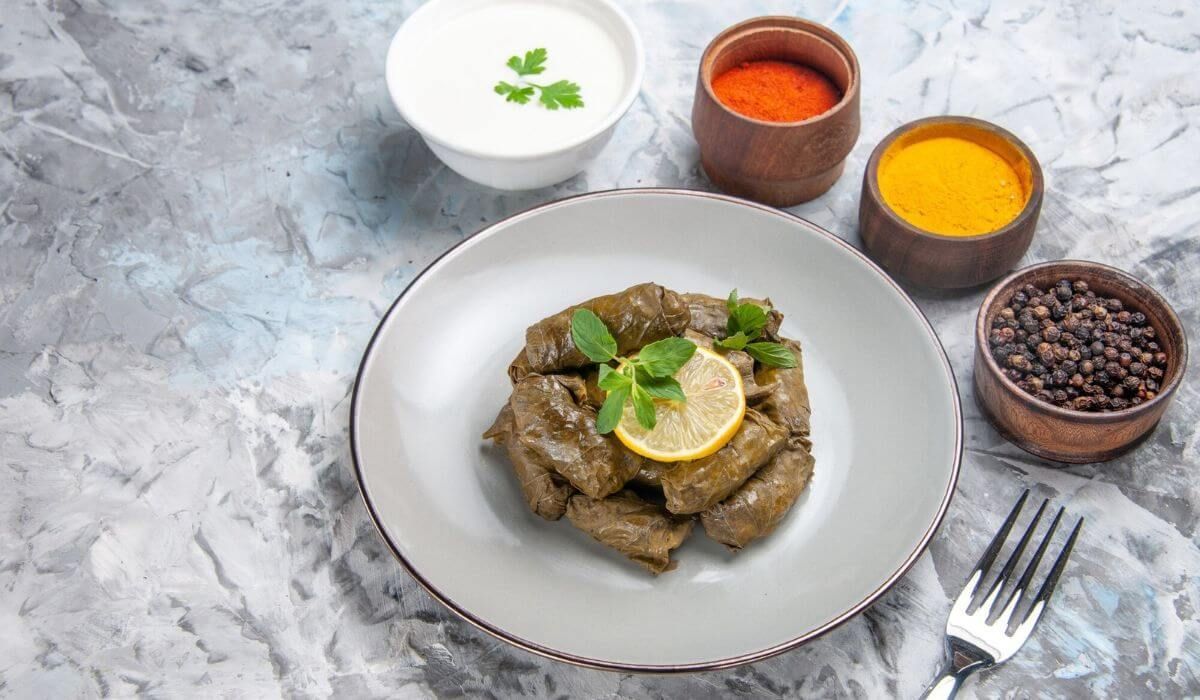 Dolmades - the stuffed grape leaves
