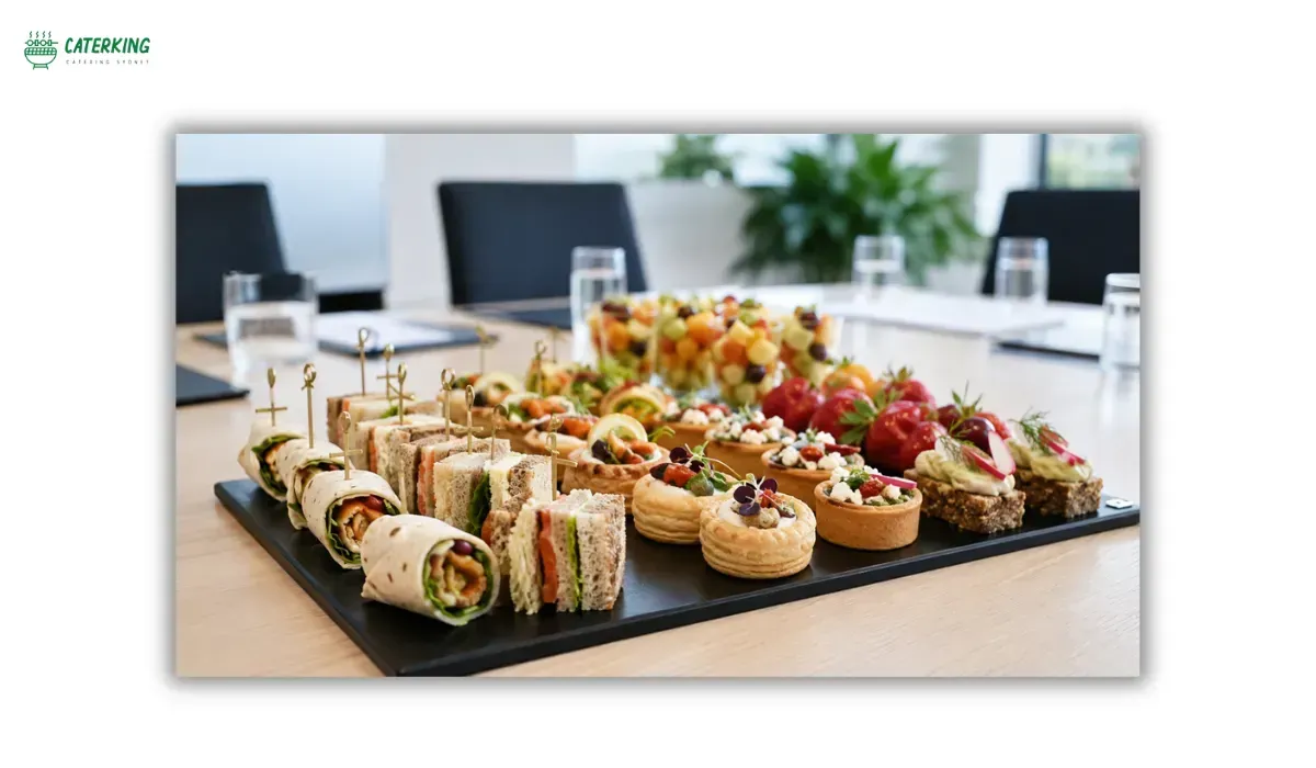 Finger food platter portioned for a corporate office meeting