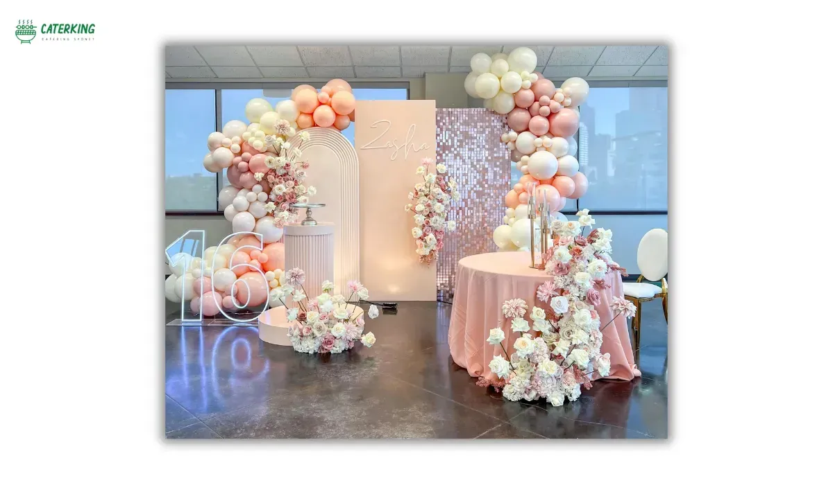 aesthetic sweet sixteen party decorated in soft pastel colours