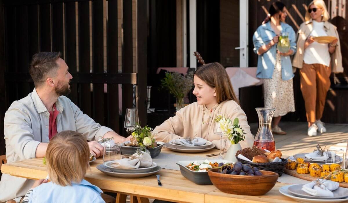 Backyard party with catering
