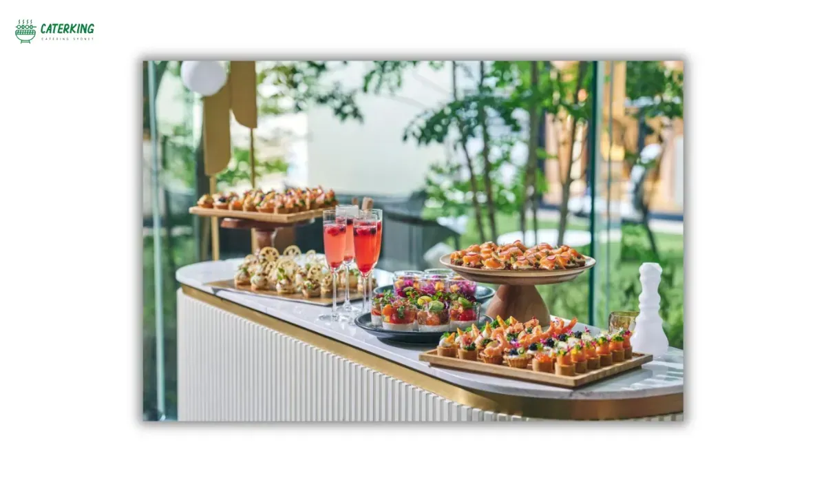 cocktail style banquet with substantial canapes for a 50th birthday