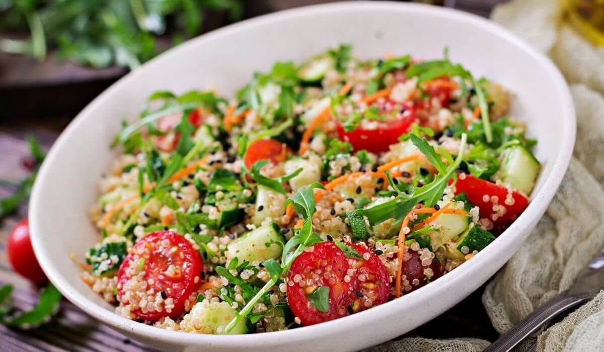 cold quinoa salad bowl