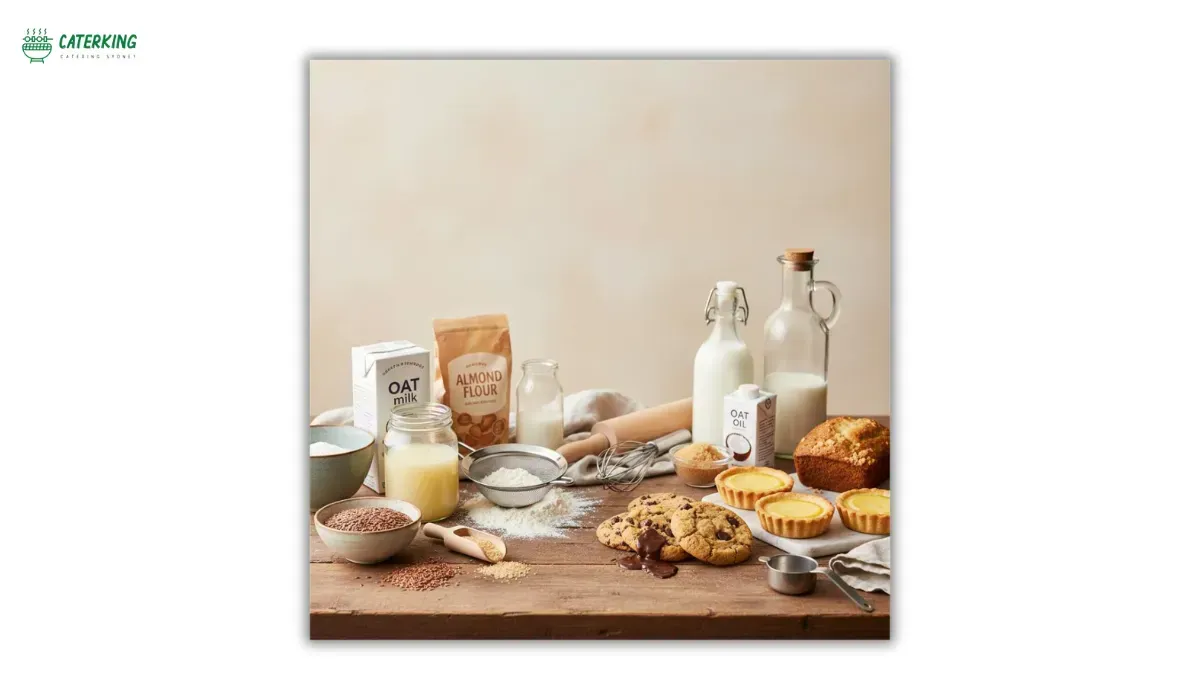 common dairy free baking ingredients including plant based milk and coconut oil