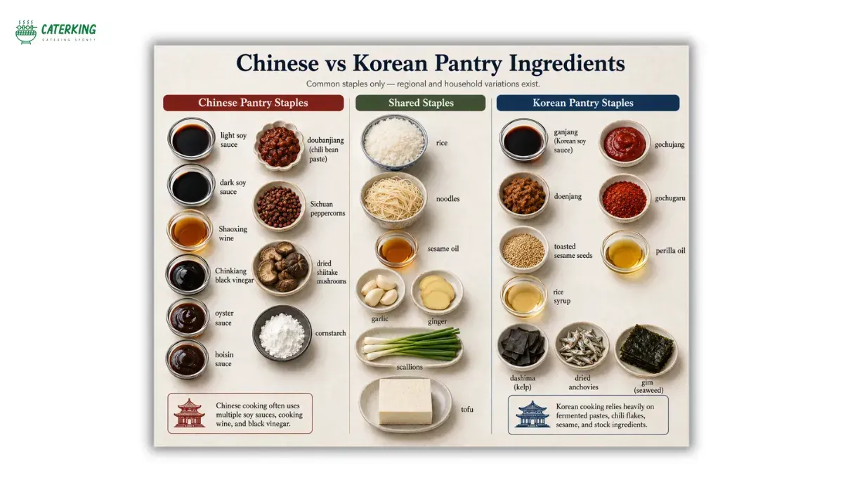 comparison of Chinese and Korean pantry ingredients