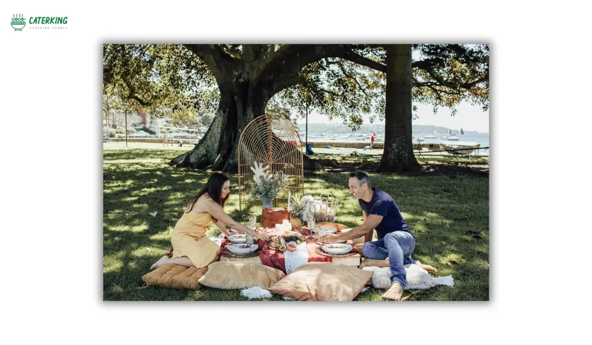 couple enjoying a romantic picnic in a peaceful Australian park