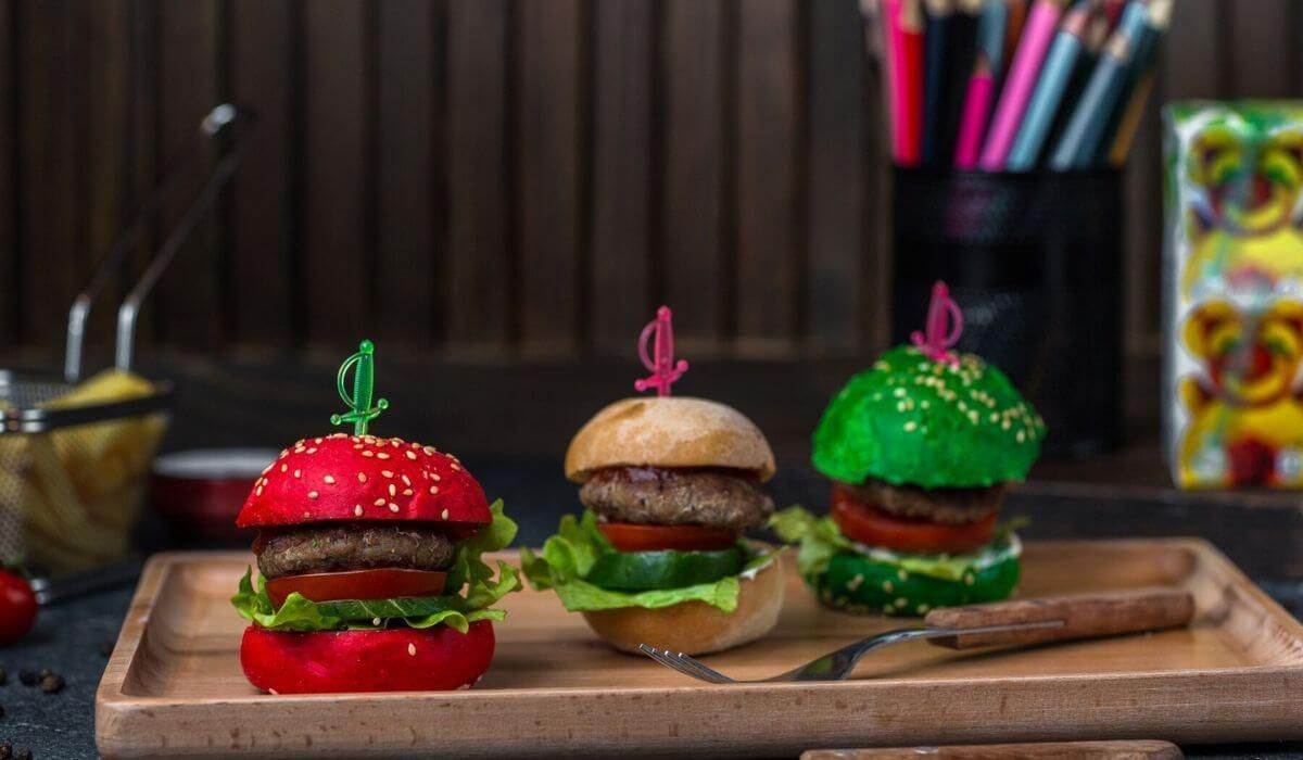 mini burgers colourful buns