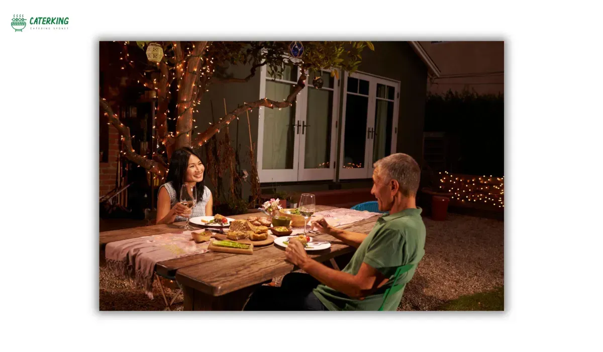 romantic home cooked Valentine's dinner in an Australian backyard