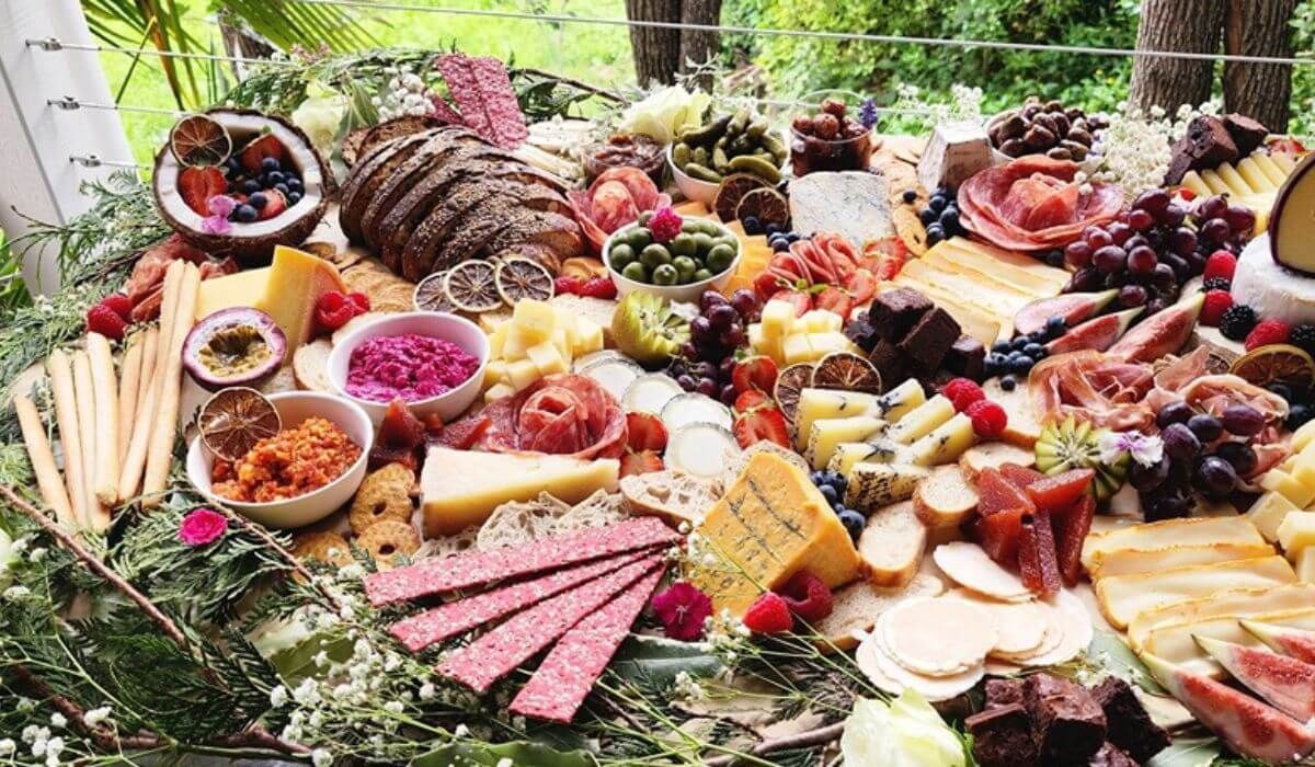 wedding grazing table flat lay
