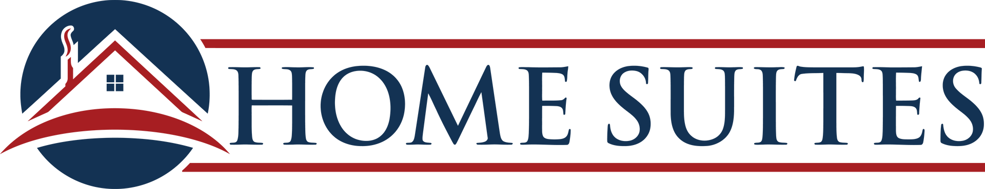 Home Suites logo: house within a blue circle, below the words 