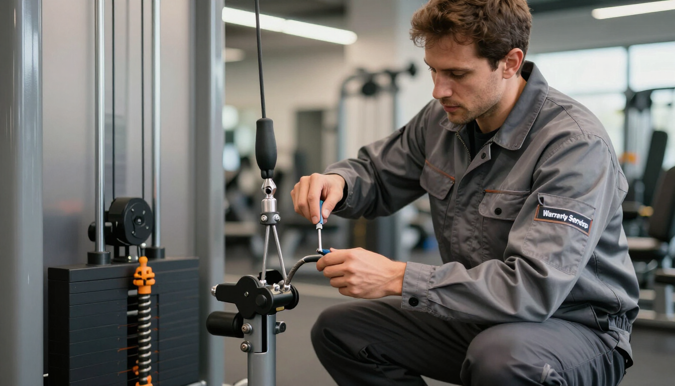 Un técnico ajusta el equipo de laboratorio en un taller, centrándose en una máquina con cables y medidores.