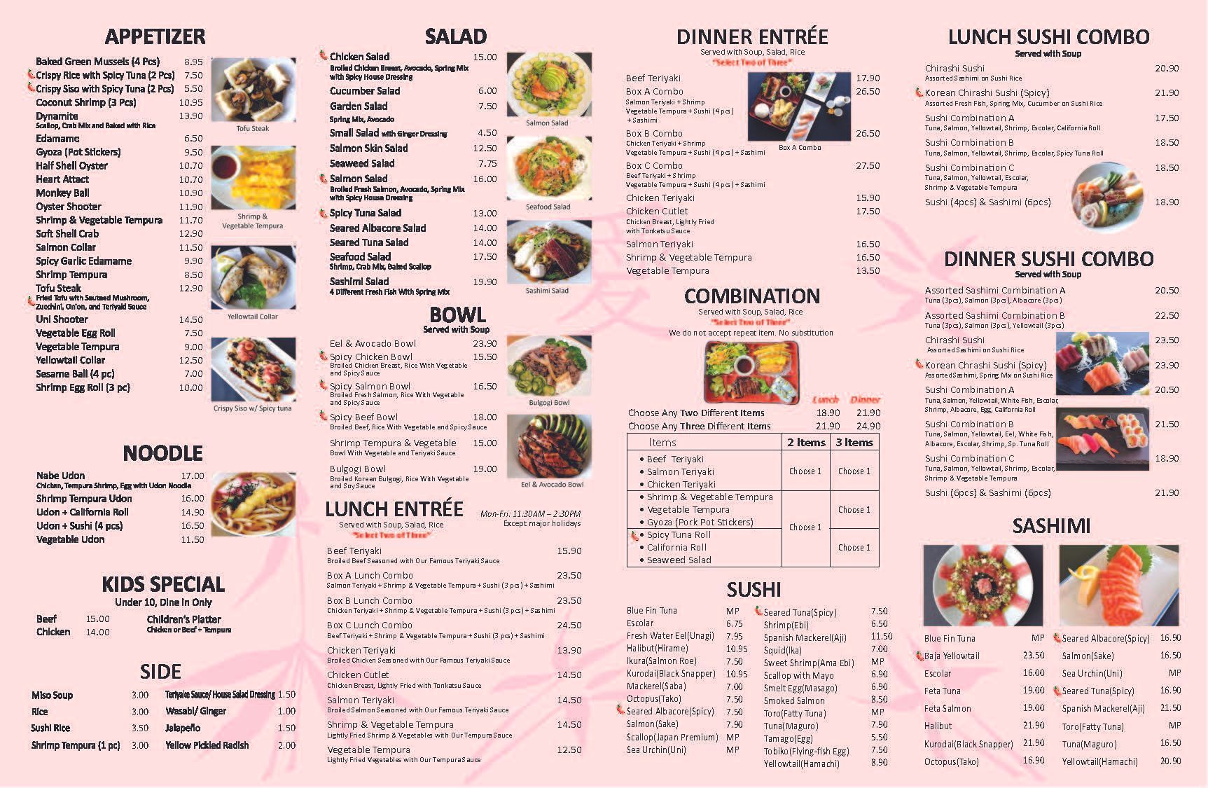 I Love Sushi Menu