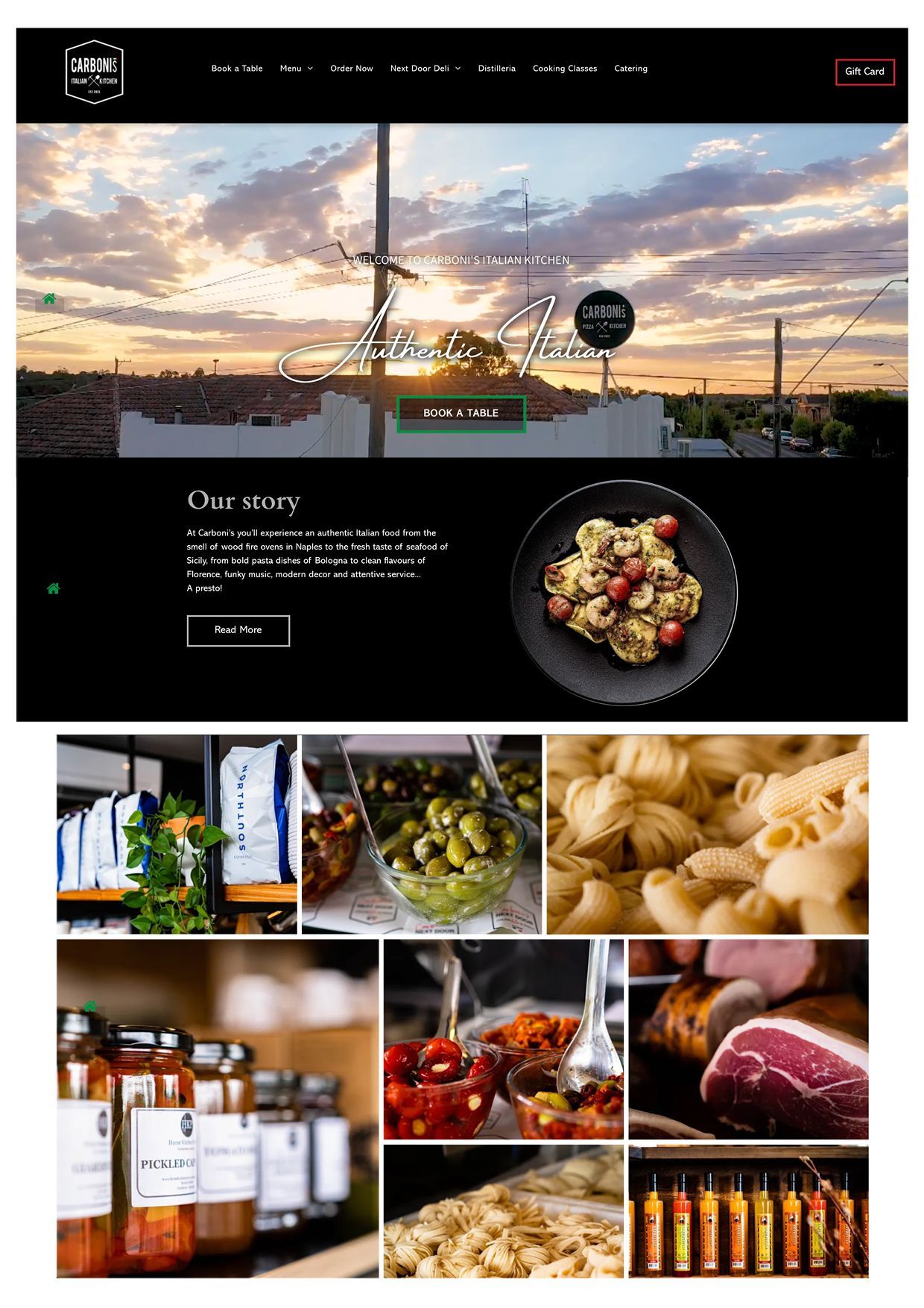 Carboni's Italian Kitchen Website by Bueno Design