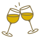 Due bicchieri da vino, liquido dorato, tintinnio, festa.