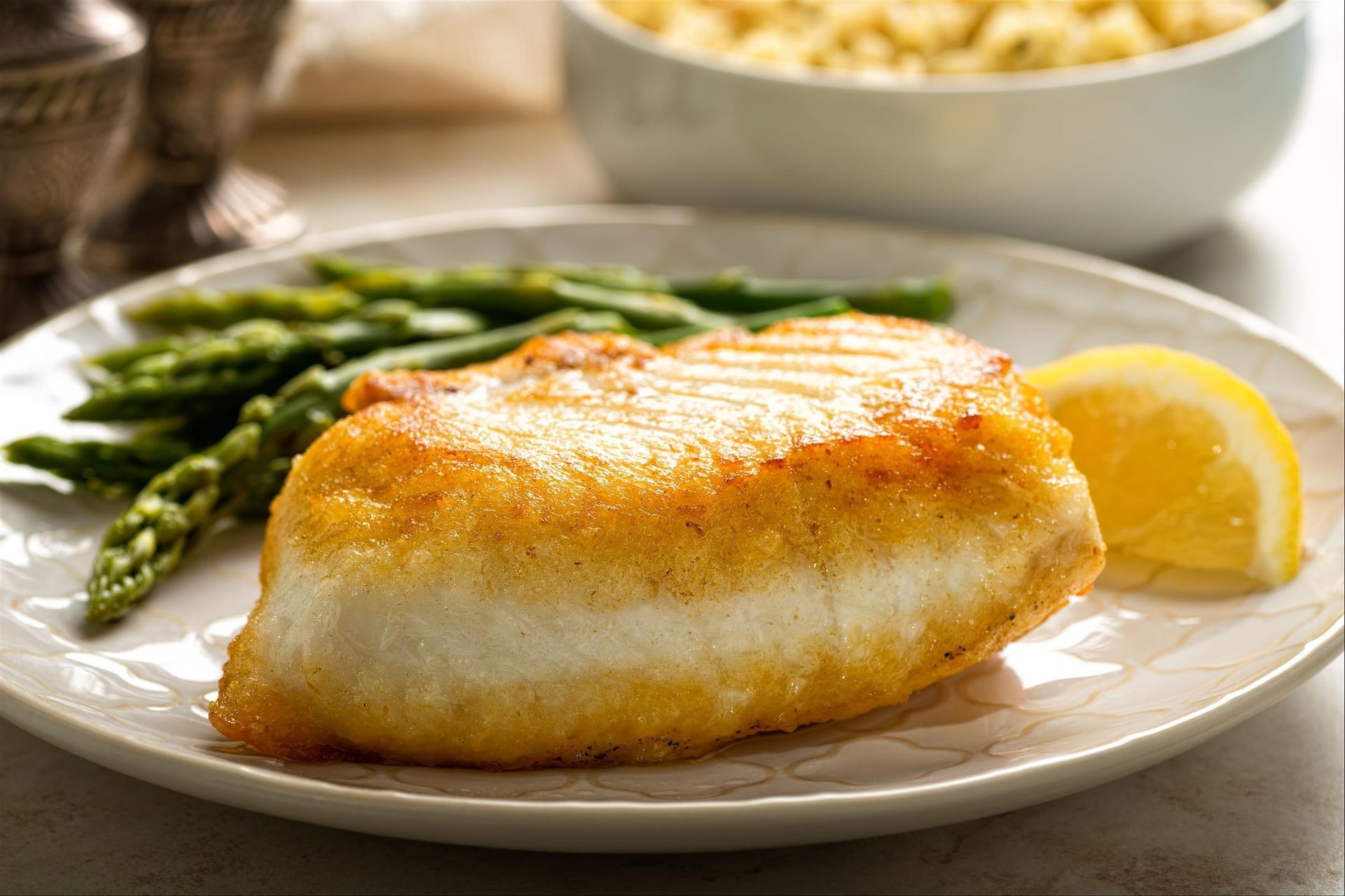 fish cake and asparagus