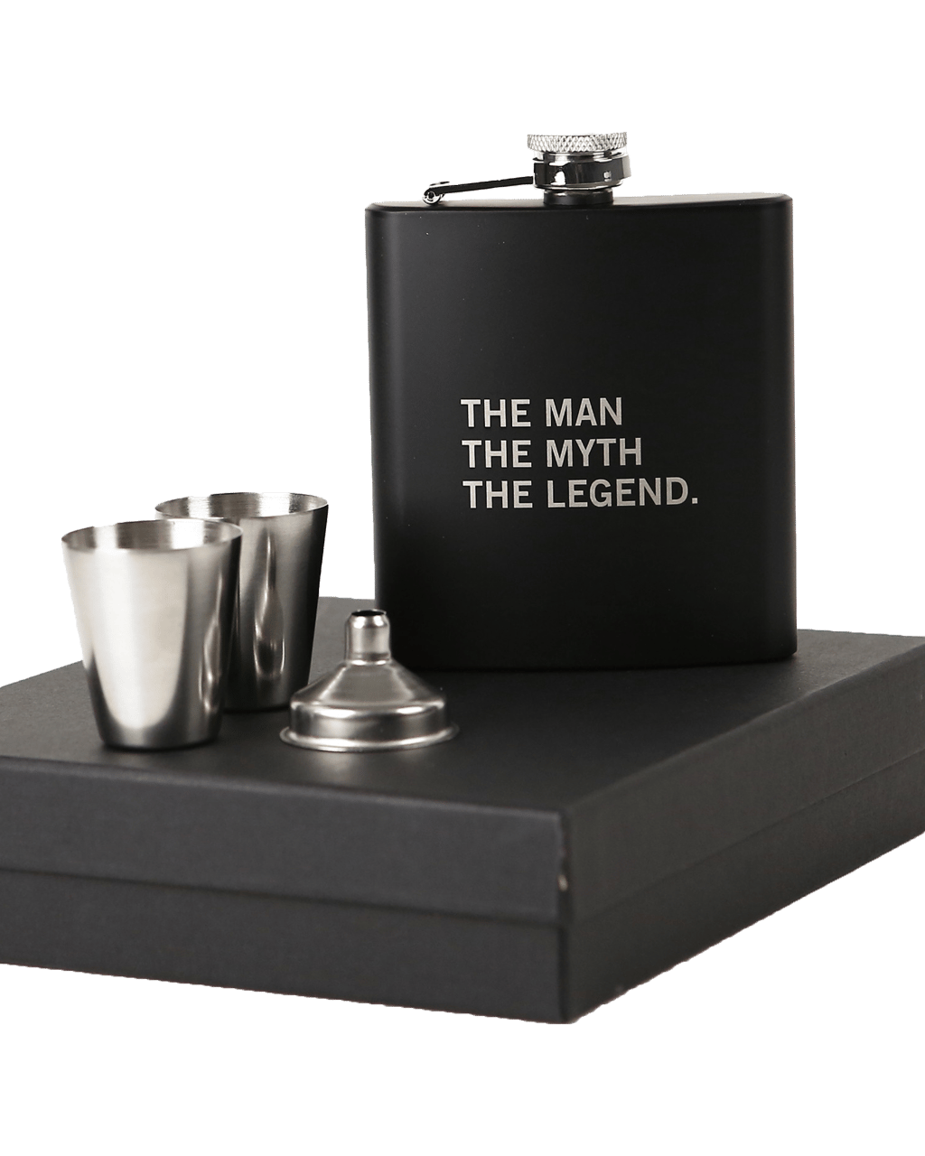 Matte Black 6oz Stainless Steel Hip Flask with Funnel and Shot Glasses Giftset