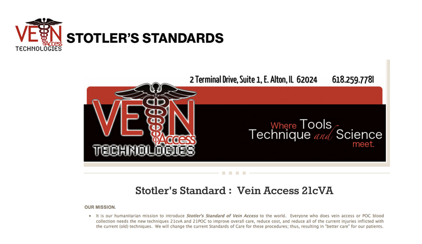 VE'N Technologies “Stotler’s Standards” banner with black and red logo, tagline, and office address/phone number