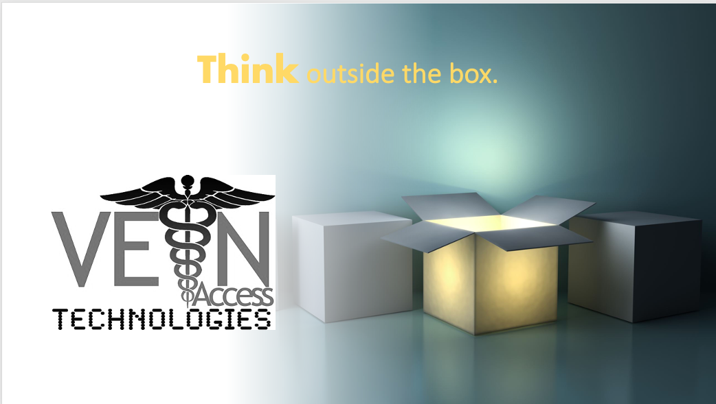 Think outside the box, with Venn Access Technologies logo beside glowing open box graphic.