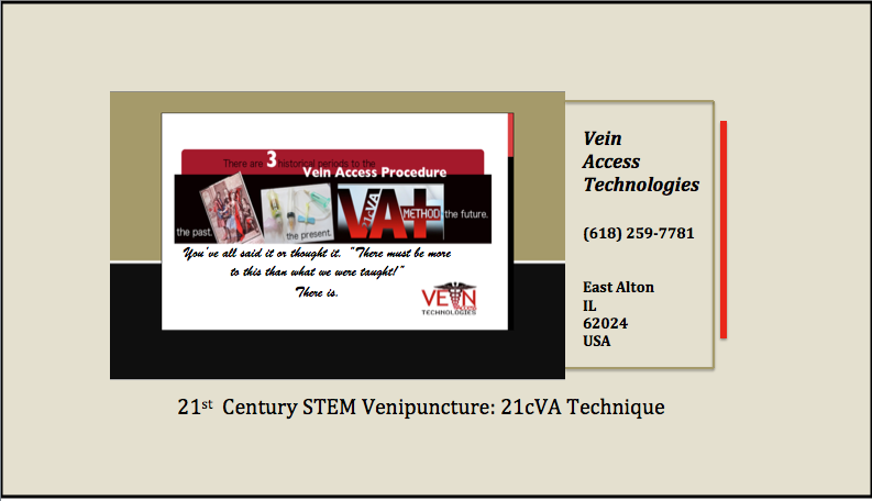 Red and white VAAI flyer for 21st Century STEM Vestipuncture technique with contact info and logo.