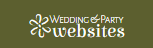 WeddingPartyWebsites logo with white floral icon and text on an olive green background
