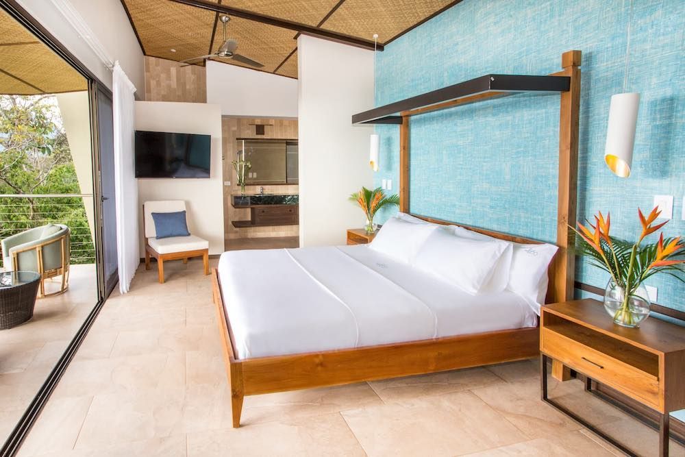 There is a large bed in the middle of the room.
