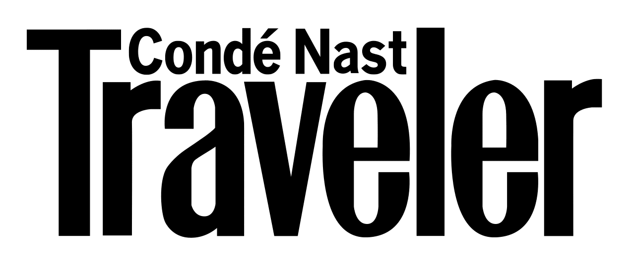 The logo for conde nast traveler is black and white.