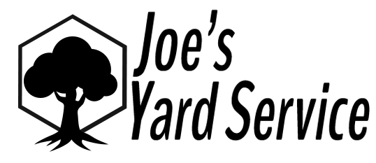 Logo for Joe's Yard Service featuring a black silhouette of a tree inside a hexagon next to the company name.