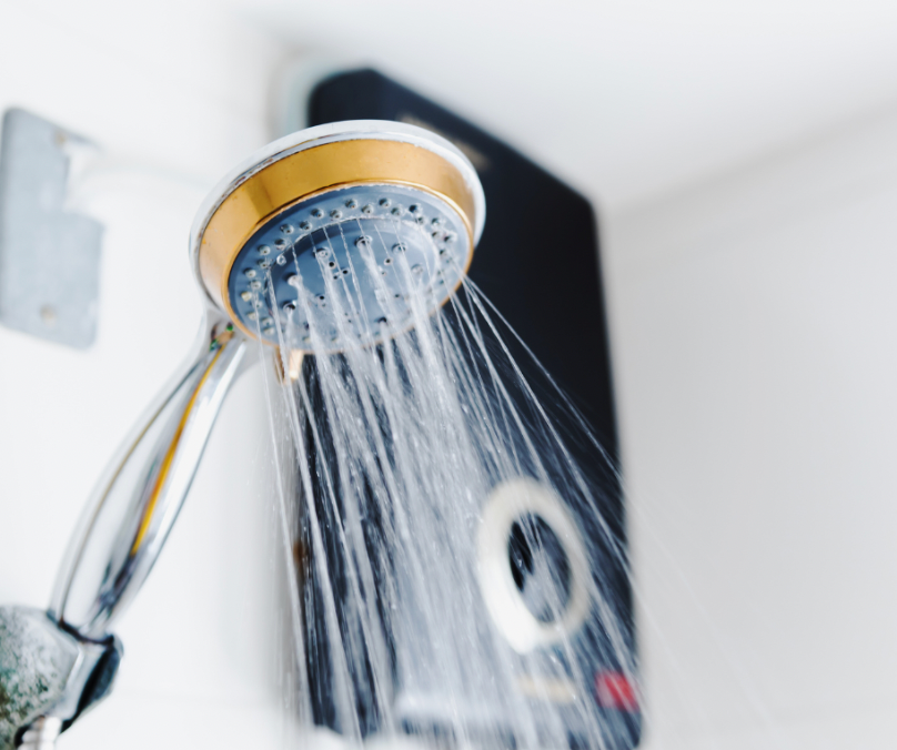 Gold rimmed shower head