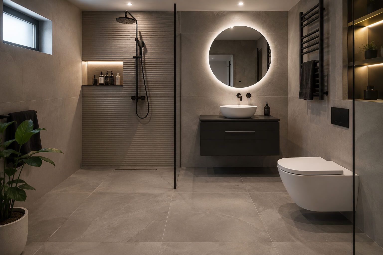 Dark modern slate bathroom