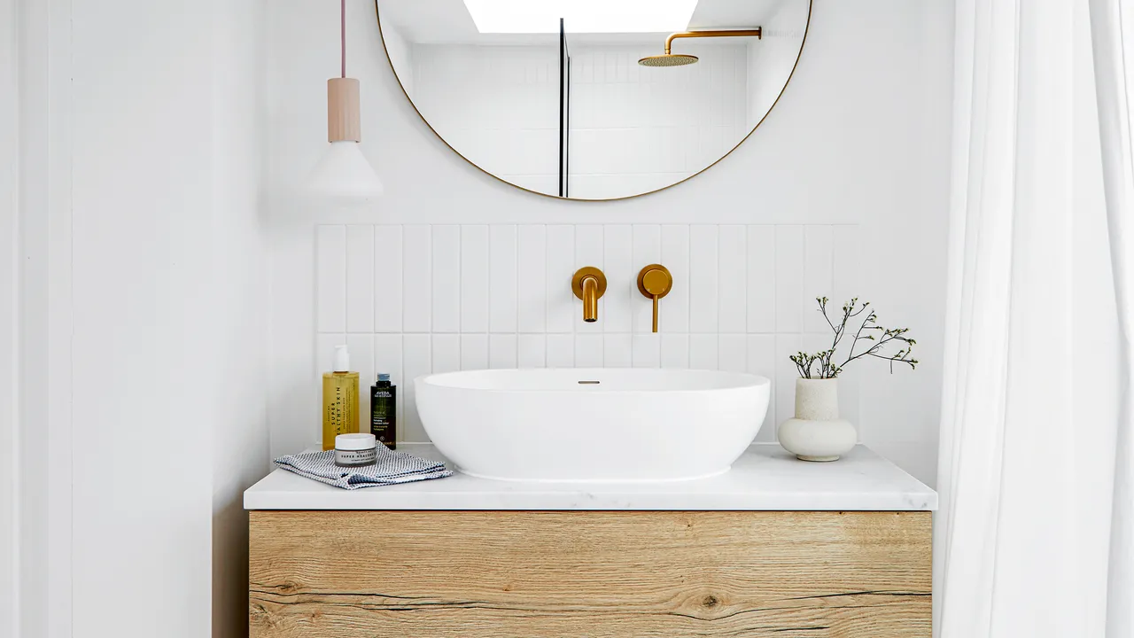 Modern wooden beathroom sink