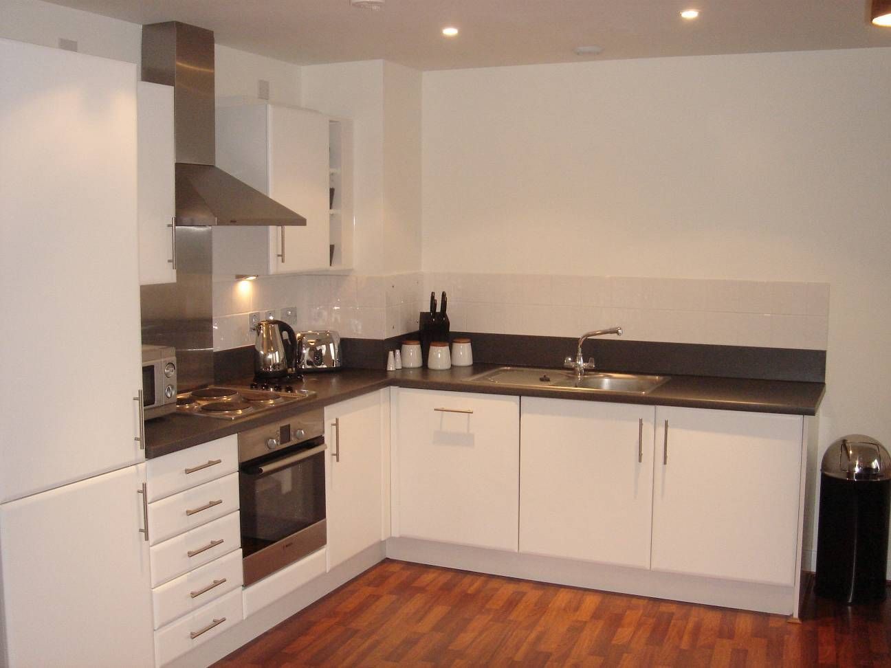 Modern white and black kitchen