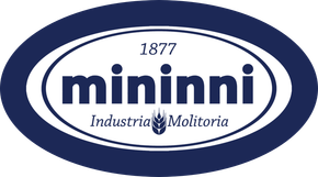 Mininni Industrial Molitoria logo in blue and white oval with “1877” text
