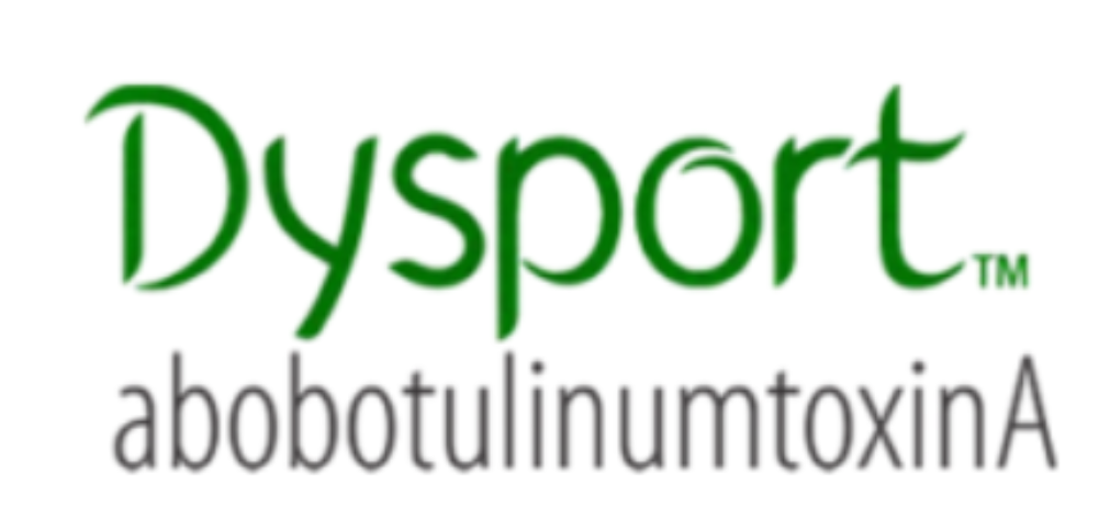 Dysport logo with green “Dysport” text and gray “abobotulinumtoxinA” underneath