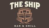 Logo for "The Ship Bar & Grill": stylized ship graphic with text on a brown background.