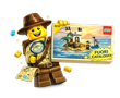 Un omino Lego tiene in mano un sacchetto di mattoncini Lego.