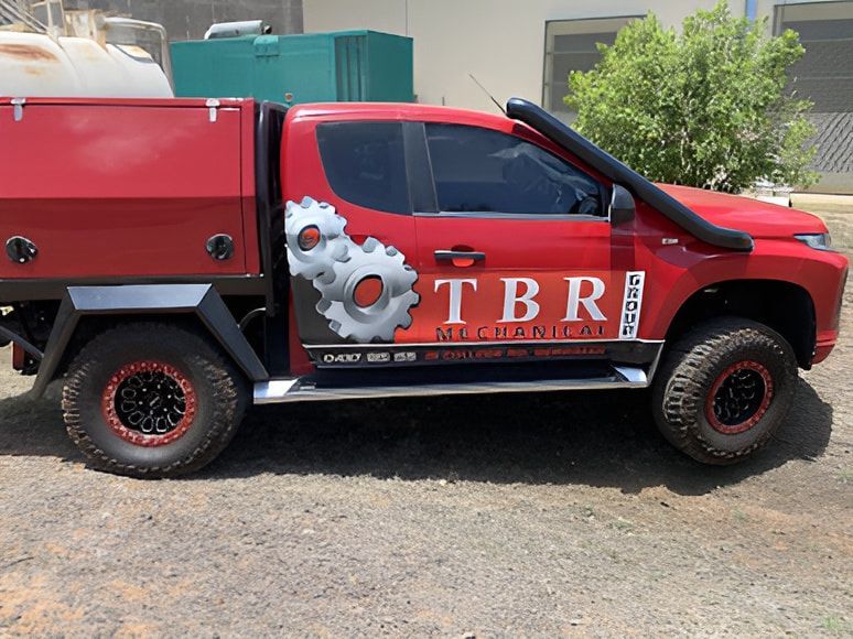 A Red Truck With The Word Tbr On The Side — TBR Mechanical in East Arm, NT