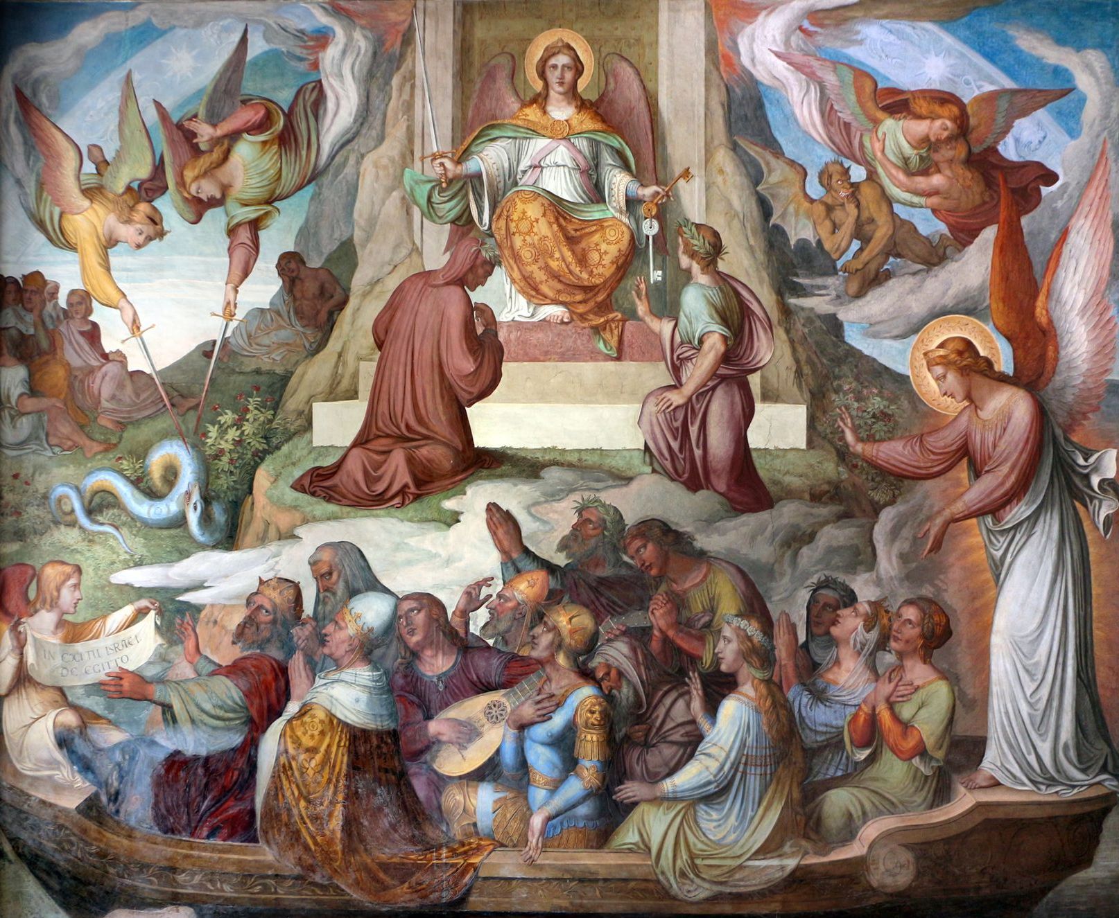 Casa Massimo frescos - stanza di Dante - Walls by Joseph Anton Koch, via Wikimedia Commons